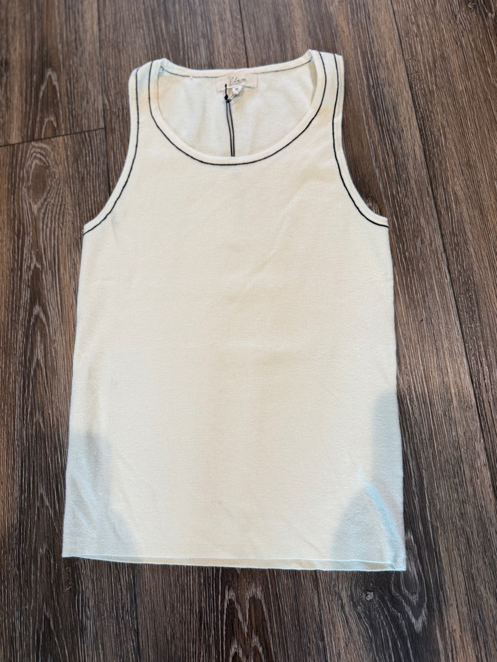 Elan Cream Tank Top with Black Contrast Trim